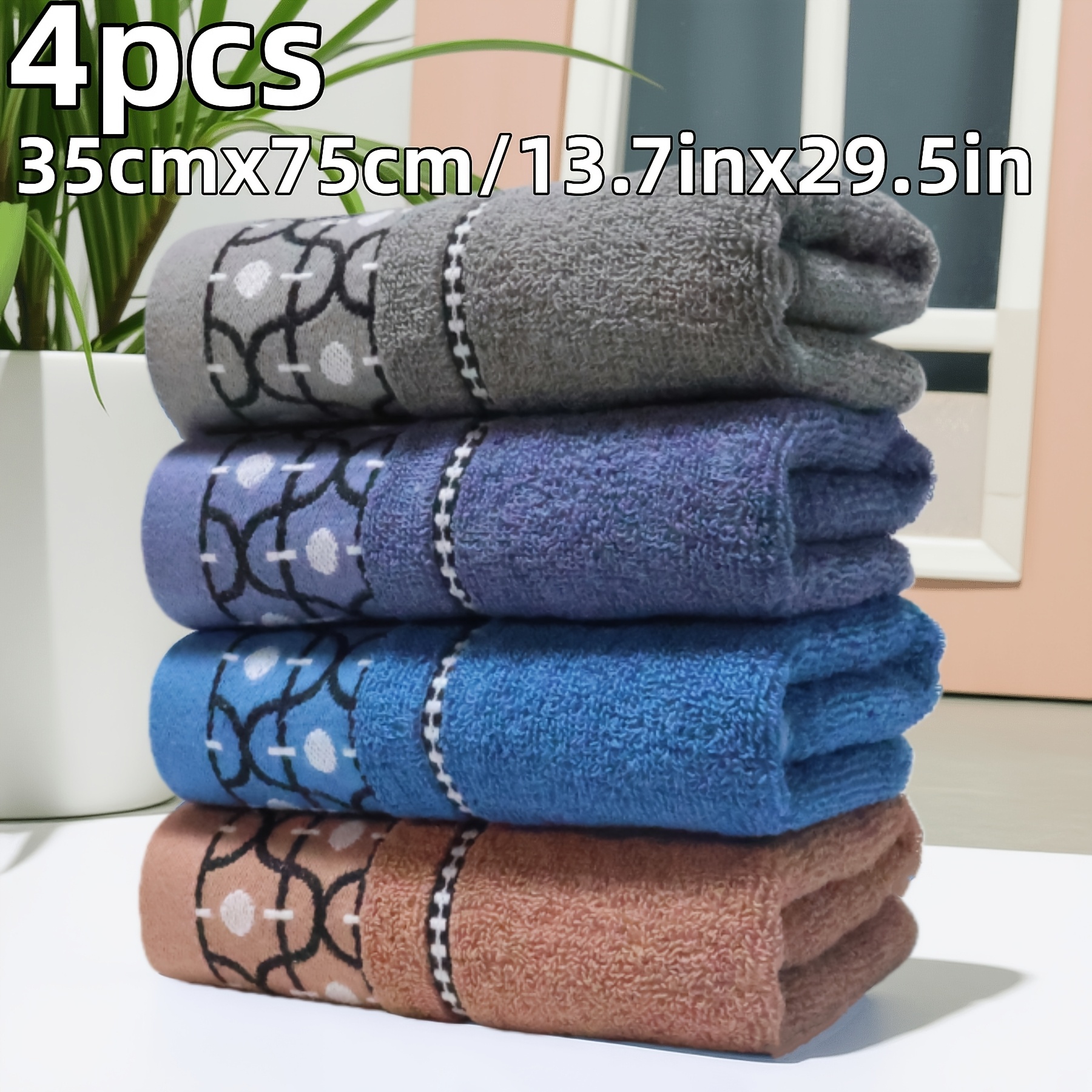 4 strip   set polka dot jacquard double sided pure hand towels double sided 100 13 7 x 29 5 inches   absorbent towel ultra   dry absorbent bathroom accessory
