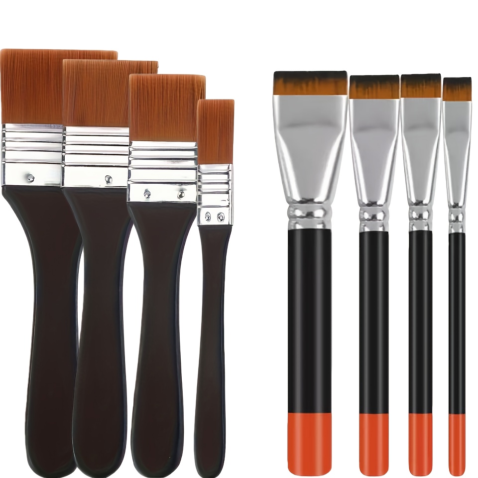 8pcs Premium Art Paint Brushes - Taklon Filament Brushes,, Suitable For Acrylic And Oil Painting, Black Handle, White…: retailer-supplied image