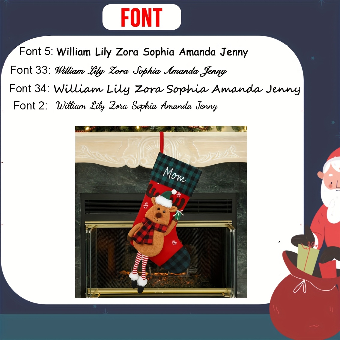 TEMU Personalized Christmas Stockings, Name Embroidered Christmas Stockings, Christmas Stockings, Family Christmas Stockings