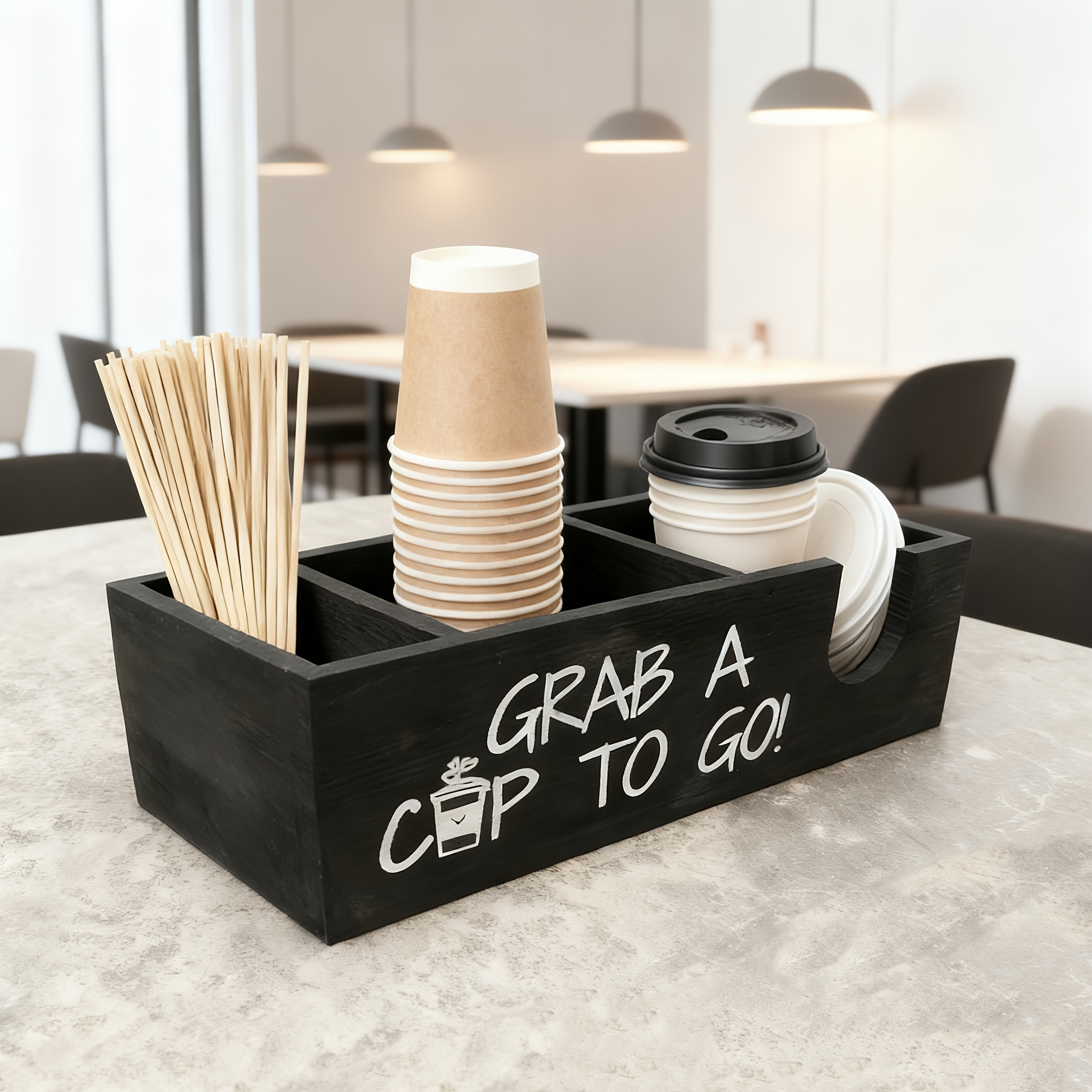 TEMU Halloween Christmas Coffee Bar Kitchen Storage Box Countertop Organizer, Practical Indoor Christmas Decoration Coffee Cup And Lid Storage Box,