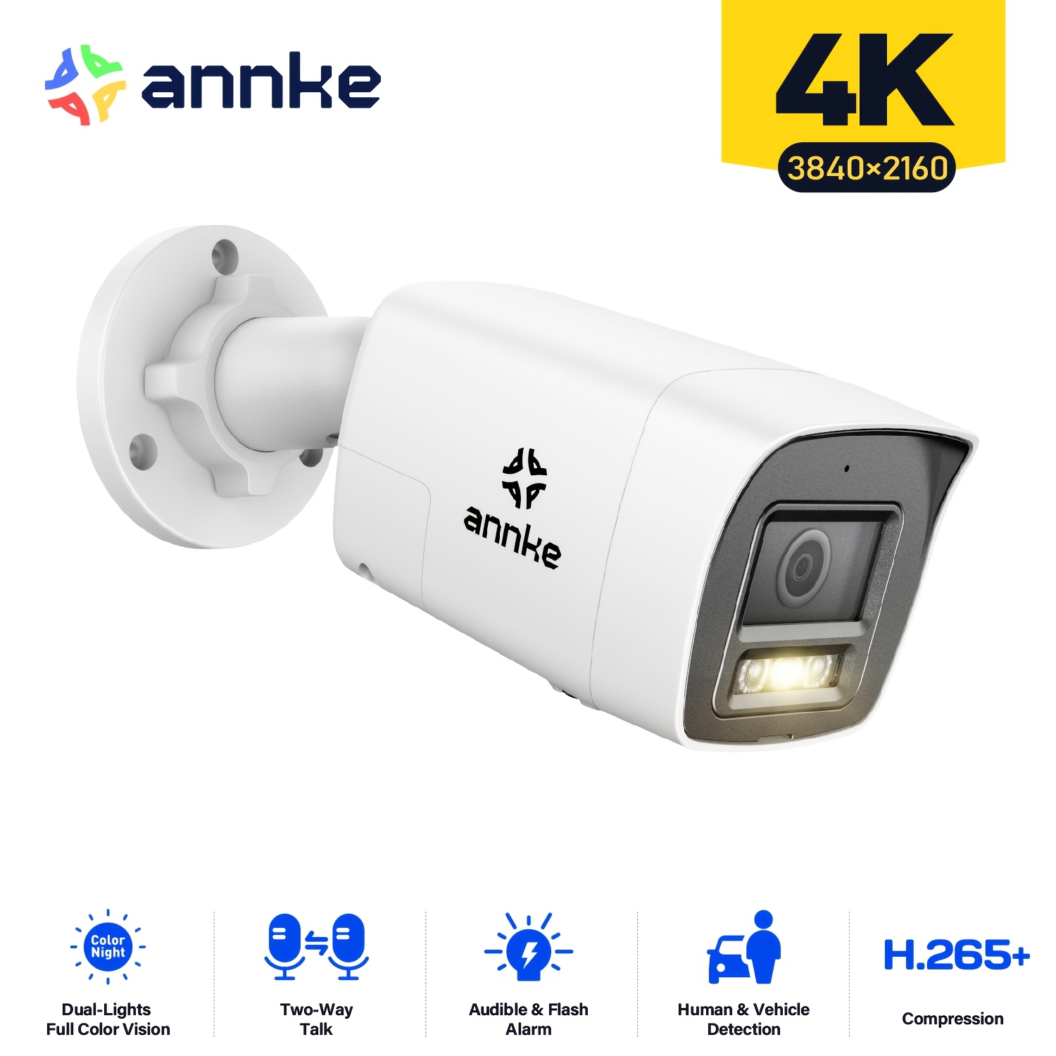 Annke 8mp Poe Outdoor Security Camera With H.265+ Smart Surveillance, Human/vehicle Detection, Audio, 100ft Night Vision, 4k System, 512gb Storage Compatible Suitable For /business Cctv System