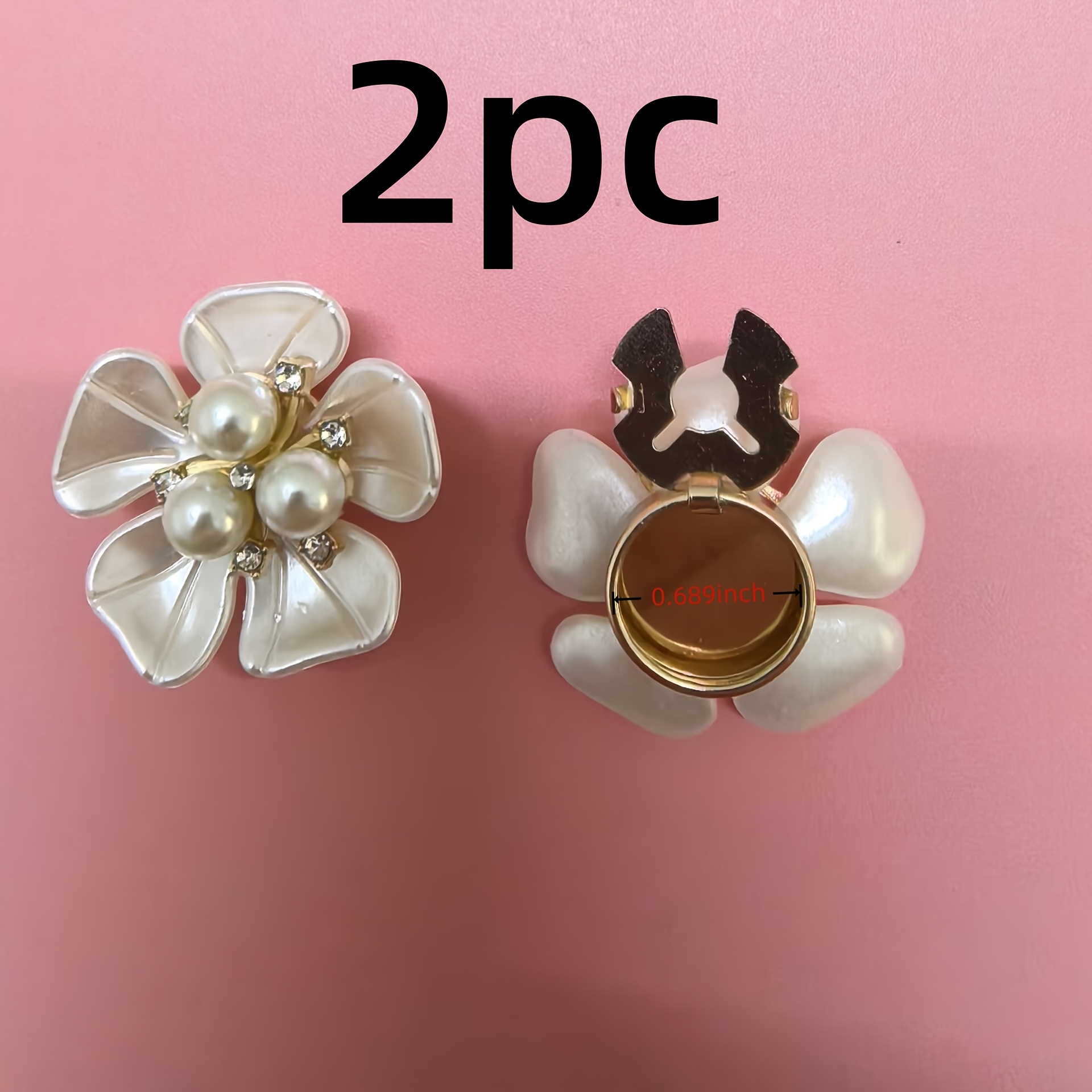 E-shop 2er-Set 2er-Set nähfreie Strass-Blumen-Knopfabdeckungen, passend für Kleider, Hemden, Blusen – Retro-Bohemian-Strass-Dekoration, nähfreie