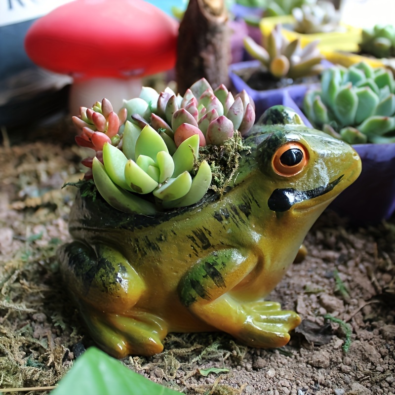 

Whimsical Frog Planter For Succulents - Resin Garden & Balcony Decor, Indoor/outdoor Use