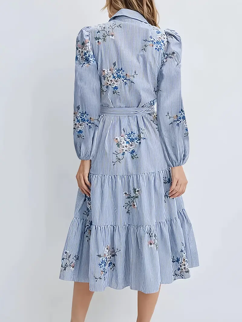 elegant womens long sleeve button shirt dress blue white - Temu Mauritius elegant womens long sleeve button shirt dress blue white - Temu Mauritius