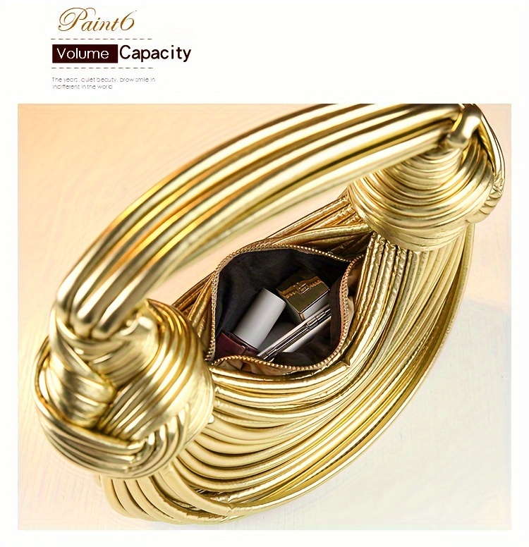 Glossy Trendy Design Sense Handmade Dumpling Bag Hand-Held Crossbody Bag Knotted Rope Noodles Bag Fashionable Personality Female Bag