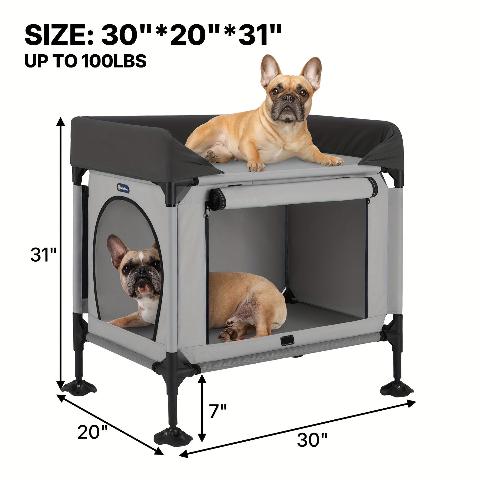 TEMU Pawcozybeds Dog Bunk Bed, Dog Bed Attachment To Human Bed, Bedside Dog Cot For Small To Medium Cats And Dogs, Pet Window Perch, Gray