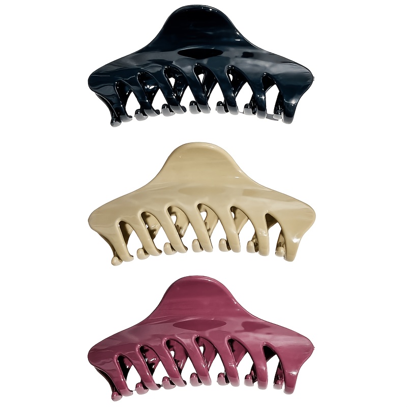 TEMU 3pcs Set Soft Silicone Keel Claw Clips, Multiple Combinations Available, Clasp Hair Claw, Simple Back-of-head Hair Clip For Women, High-end Hair