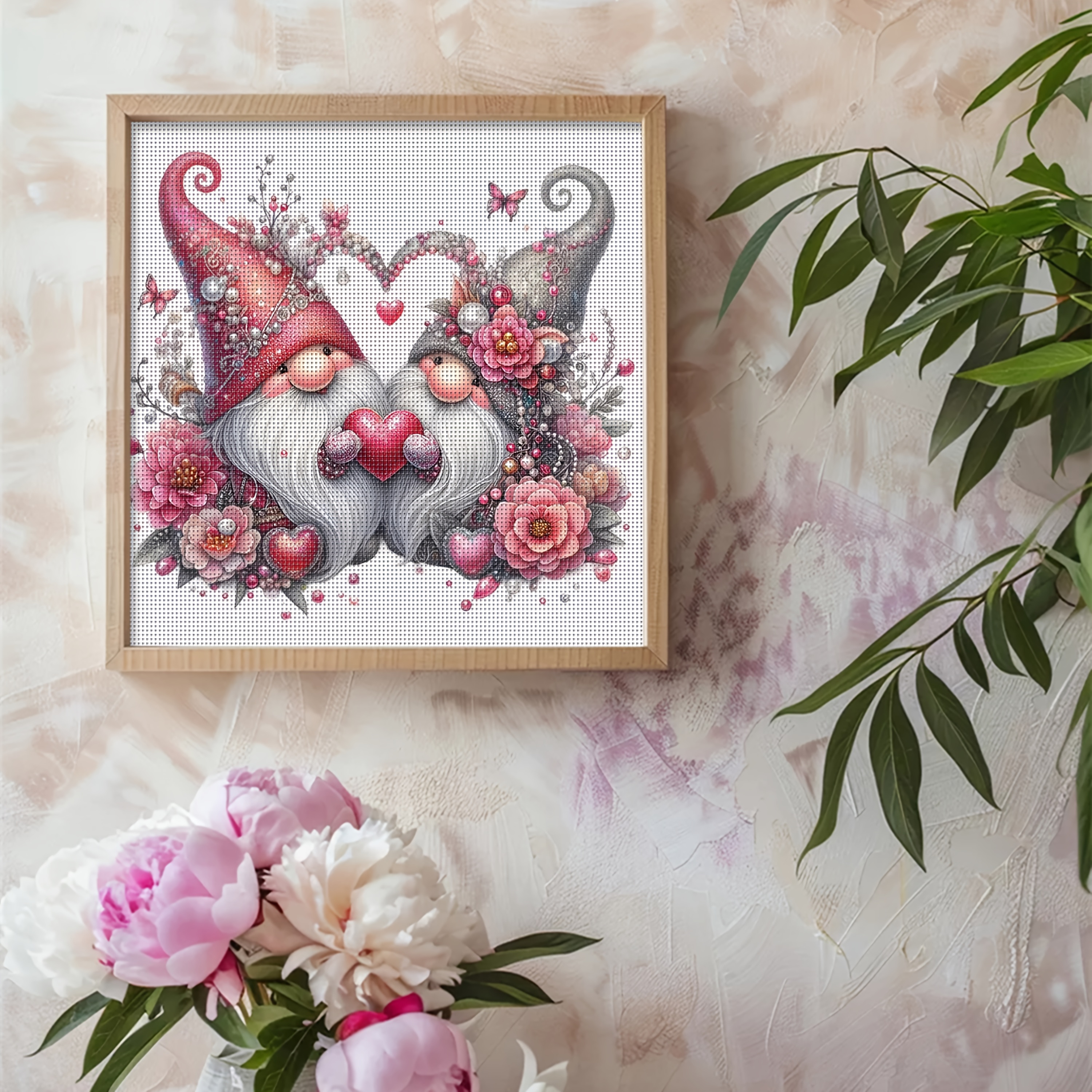 TEMU 1 Kit de Broderie Thème Gnome Couple, Artisanat DIY Premium 11CT, Décoration Murale en Point de Croix Complet, Manuels Créatifs , Cadre