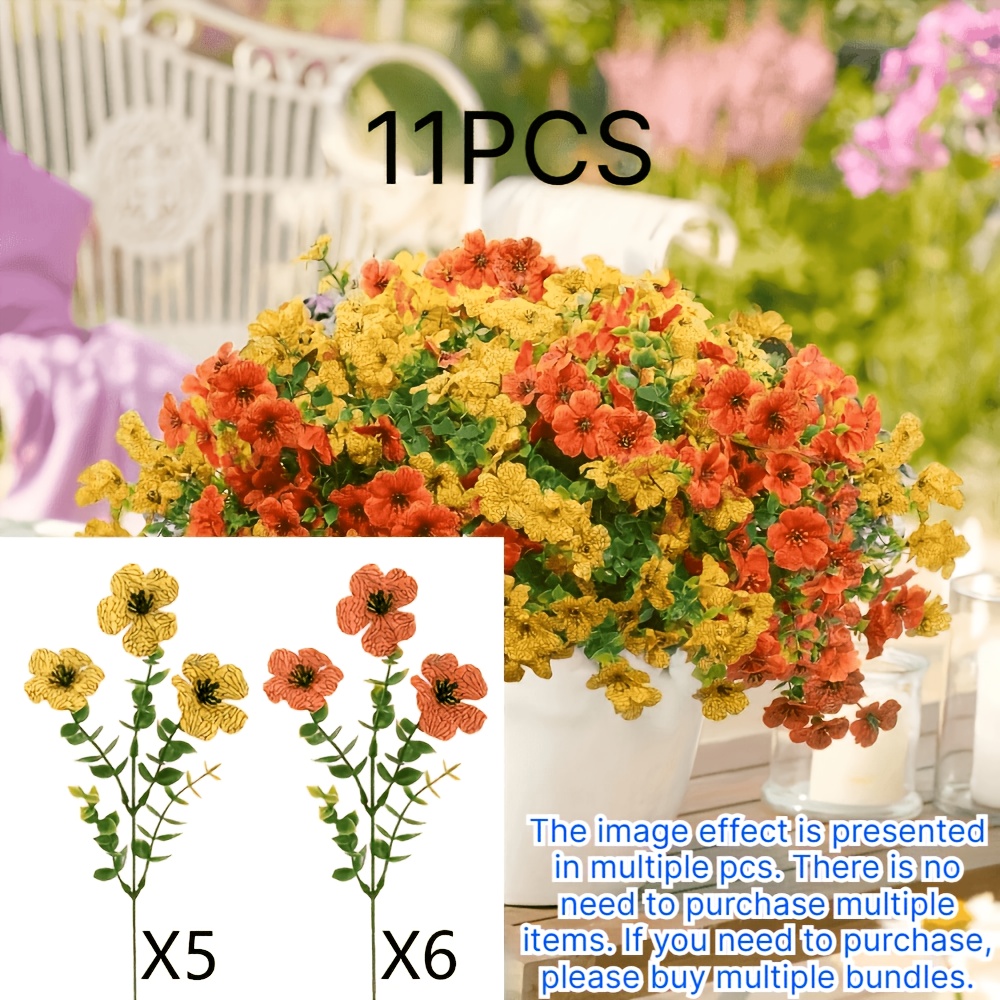 TEMU 11 Bunches Of Outdoor Artificial Flowers, Featuring Richly Colored Faux Eucalyptus Stems. Realistic And Beautiful, Uv-resistant And Fade-proof,