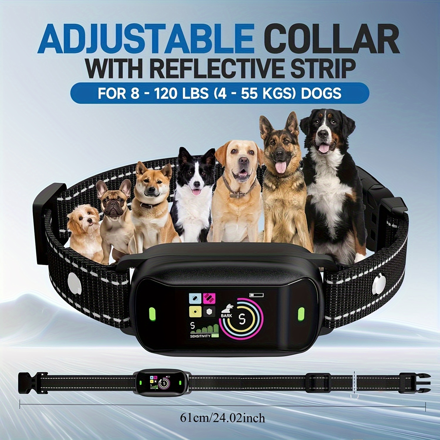 2pcs Anti Bark Training Collar for Dogs Rechargeable Sound Vibration Auto Stop Barking