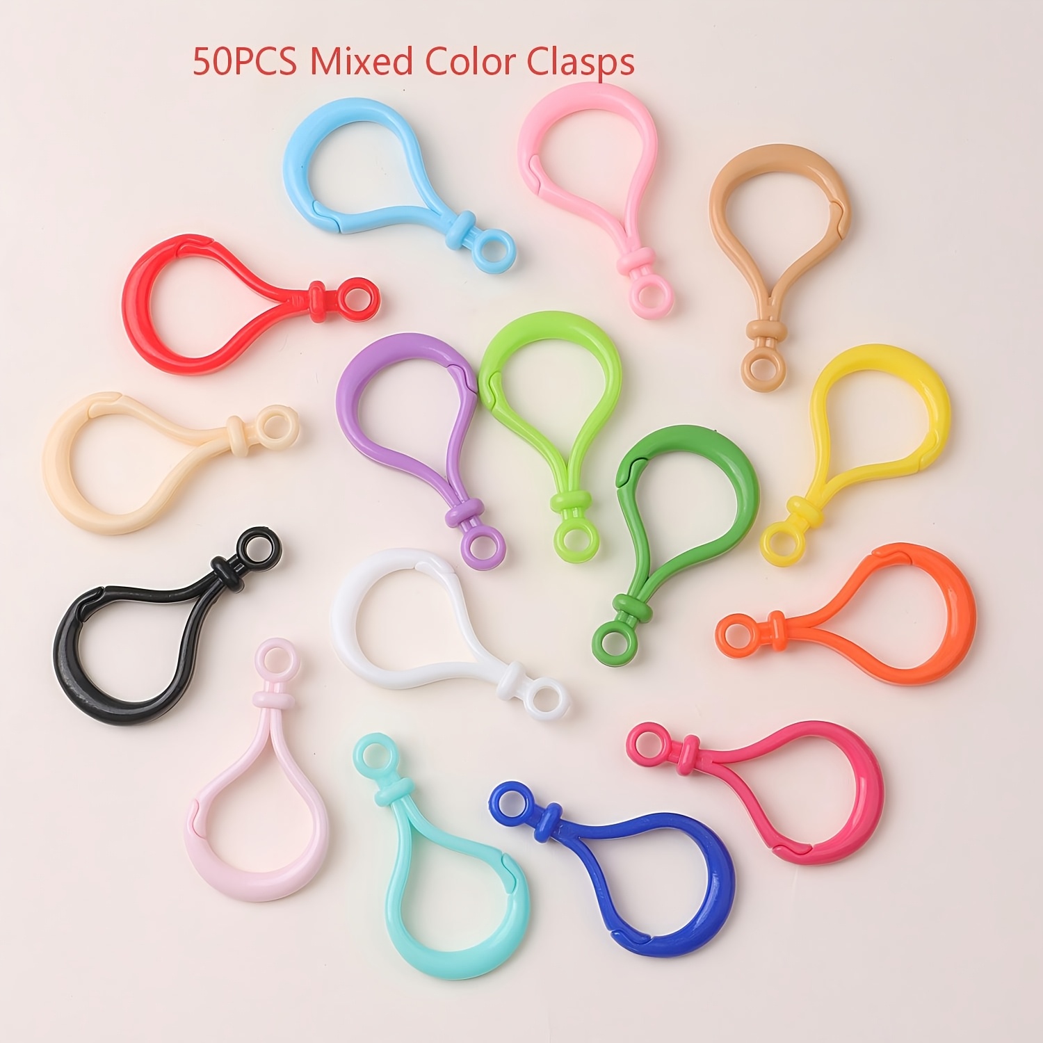 TEMU 50 pezzi di moschettoni a in plastica di colori misti casuali, ganci a a molla in resina per portachiavi, borse e accessori per di gioielli