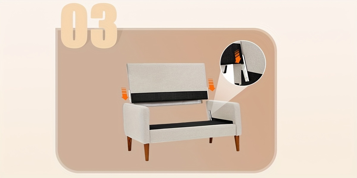 linen sofa with   small 2 seater for living room bedroom office comfy couch with armrests   seat in ashbeige details 7