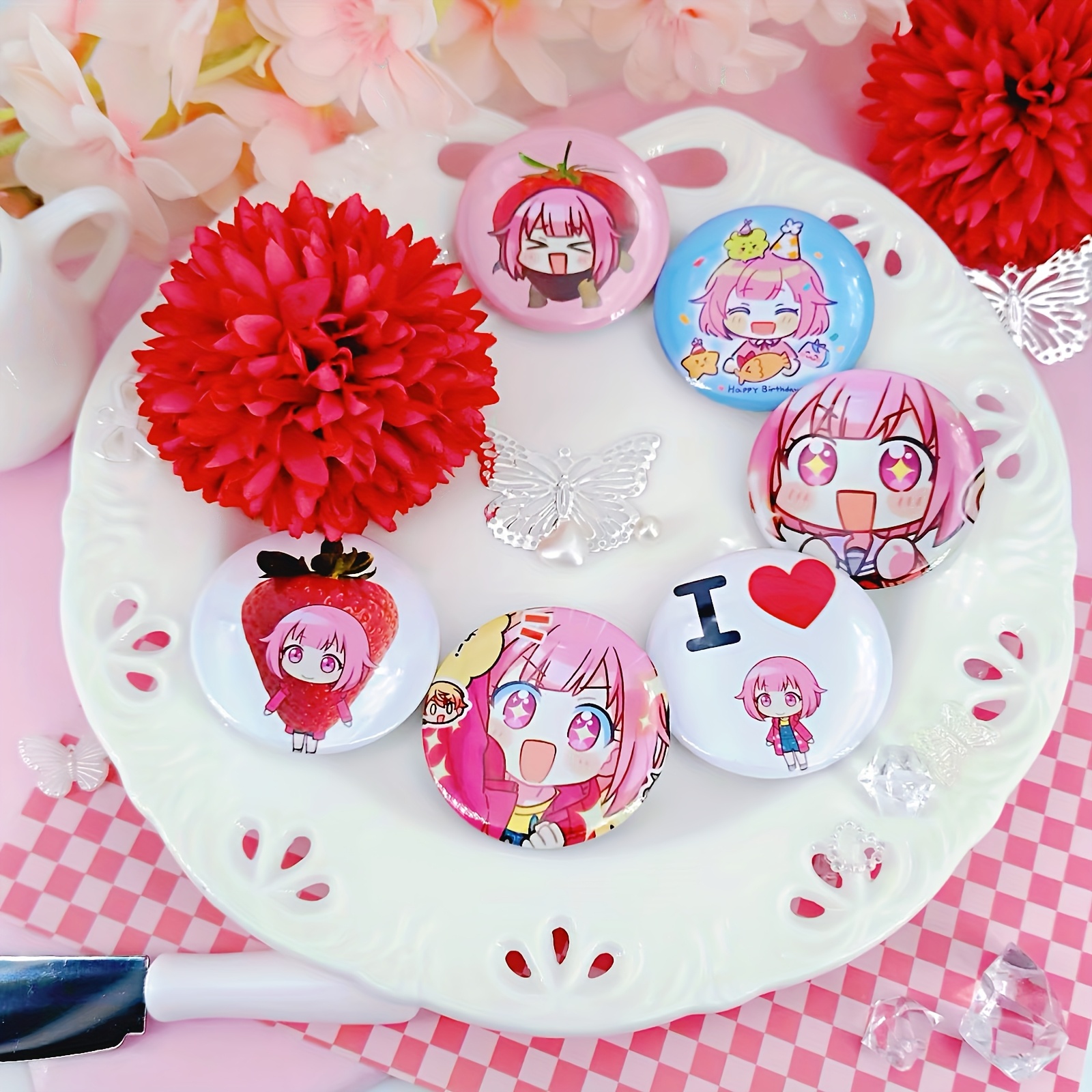 TEMU 2d Flat, 6 Q-version Pins(2d Flat), Suitable For Collection, Clothing, Hats, Backpacks- Fashionable Accessories For , , And Colleagues- Creative