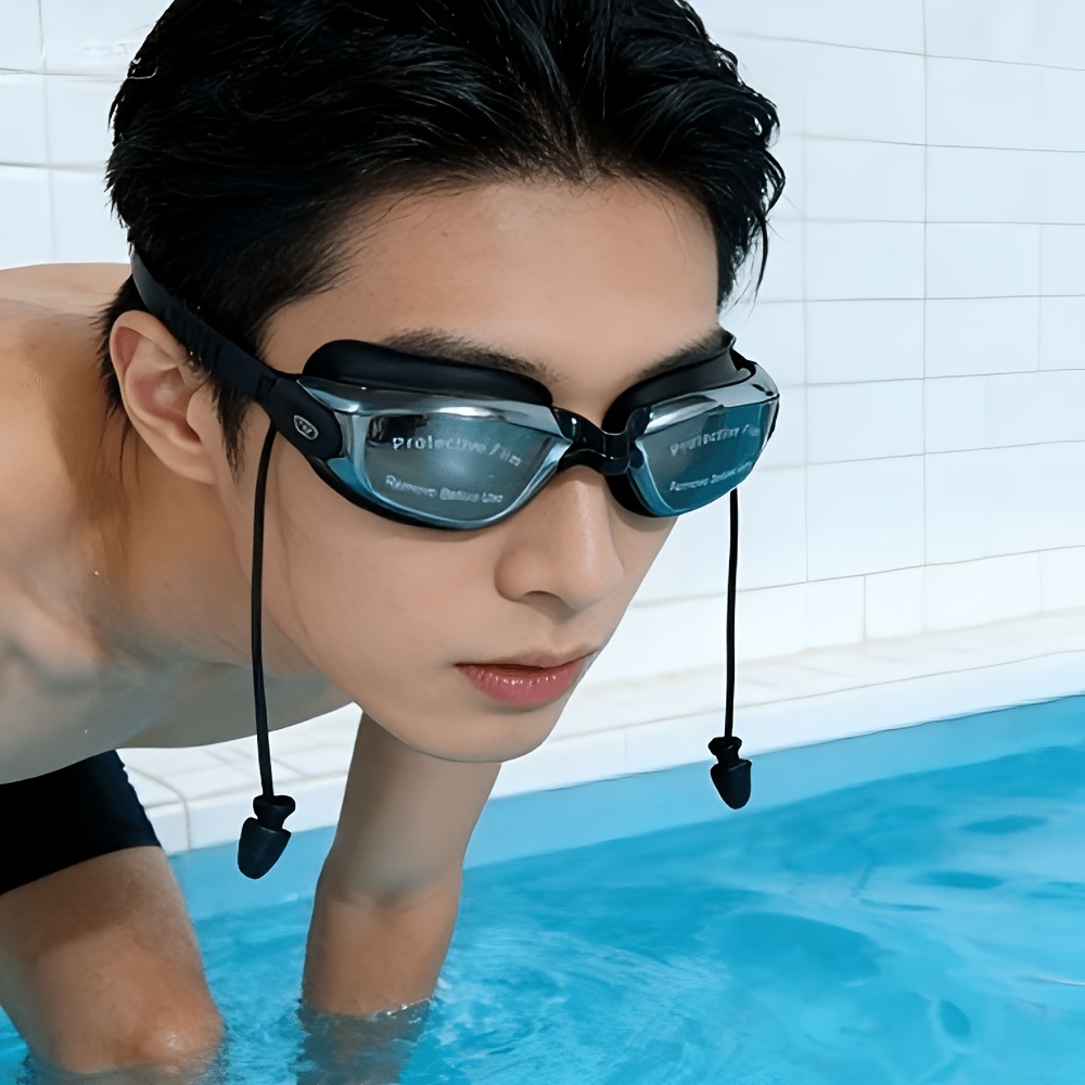 high definition anti fog electroplated swimming goggles with large frame and waterproof design built in earplugs for quick adjustment silicone tape for   adult swimming training   and water play for 39pcs  