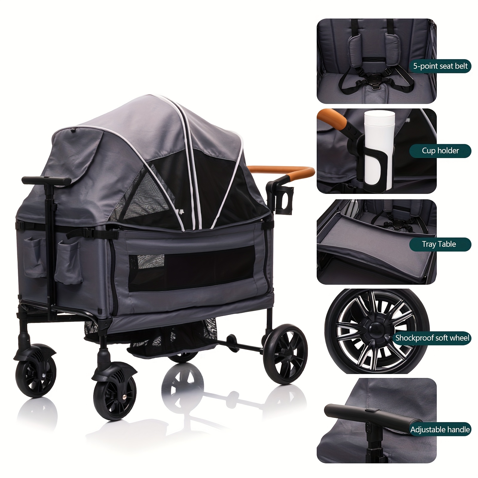 wagon stroller kids cargo travel stroller push pull Temu