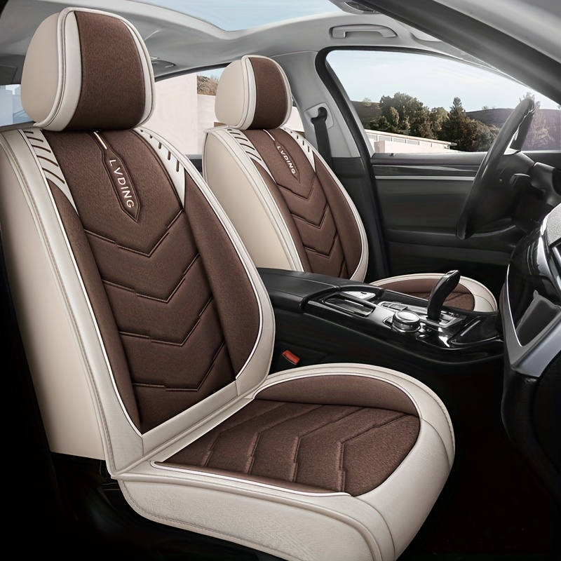 TEMU Suitable For Five-seater Car Seat Covers, Made Of Linen Material, Breathable, Soft, Comfortable, And Easy To Clean