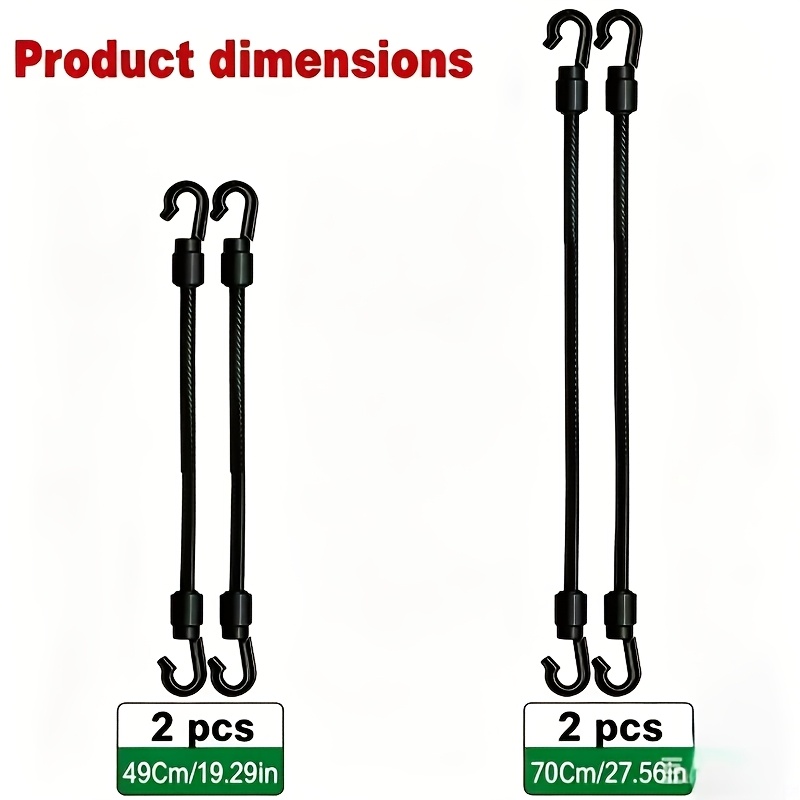 TEMU 4-pack, Each Pack Contains 2pcs Of 49cm, 70cm And 100cm, Respectively. Heavy-duty High-tensile Elastic Bungee Cords With Integrated Plastic