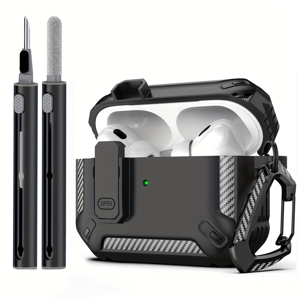 TEMU Калъф, предназначен за for -то/Pro 2-то/4-то/3-то със заключване - здрав твърд калъф, който предлага защита от удари, съвместим с for airpods