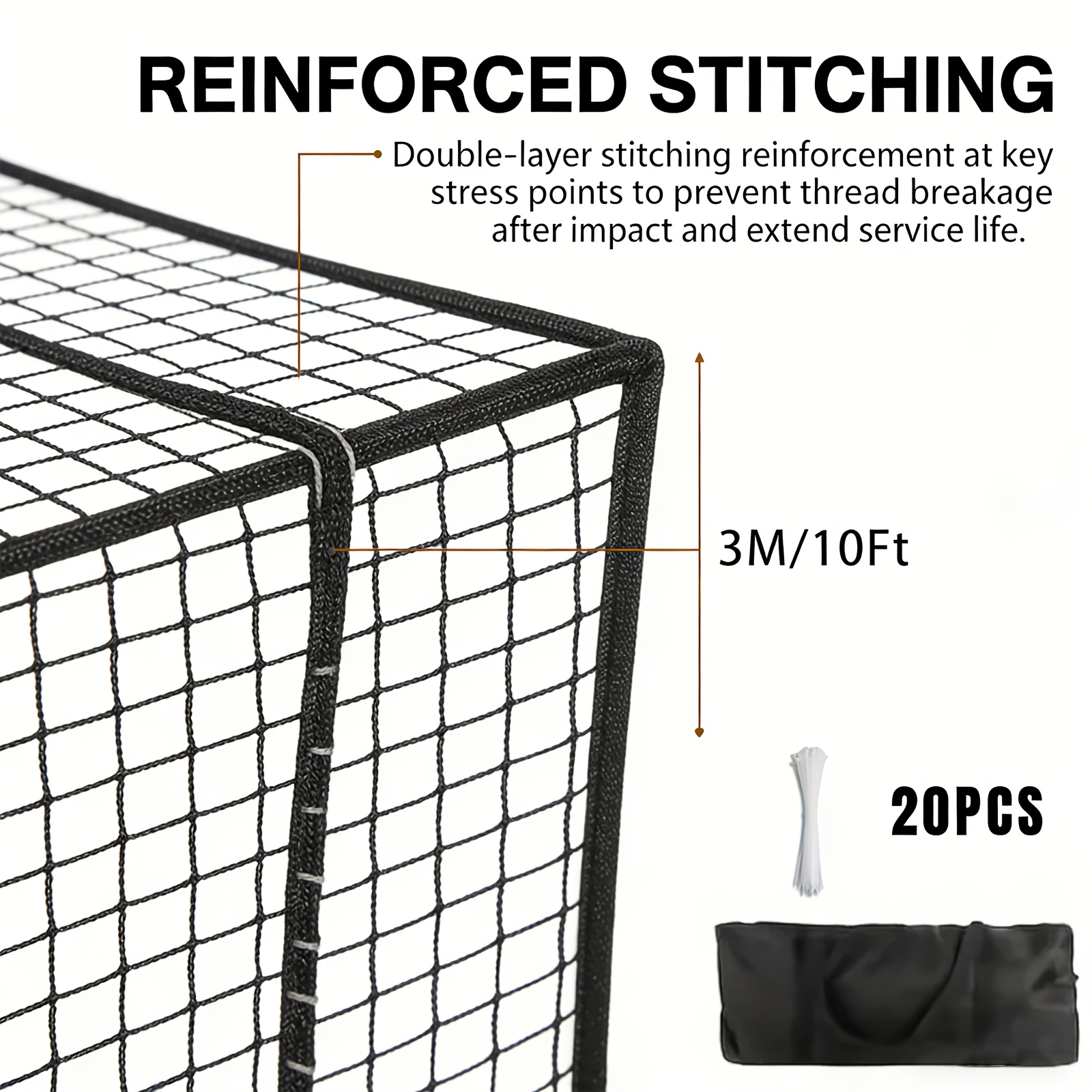 1pc 3mm golf practice net   x   x     20 tie down straps suitable for indoor and outdoor golf practice   and outdoor yard decoration high quality sturdy and durable golf hitting practice net net only