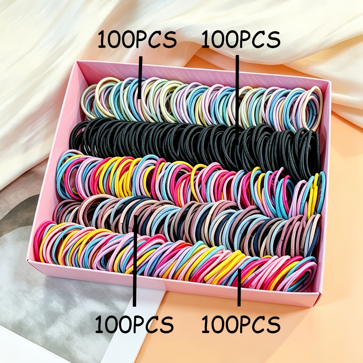 TEMU 400pcs Set Of Women's Colorful High-elasticity Hair Ties, Fashion Hair Accessories, Random Colors, Opp Packaging
