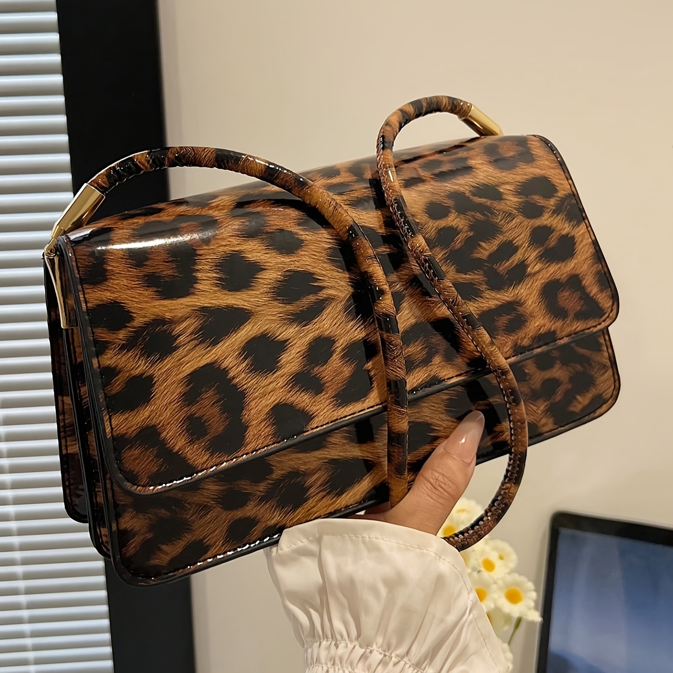 TEMU Vintage Colorblock Leopard Print Elegant Shoulder Underarm Bag, Leopard Print Purse For Women Leopard Comeback