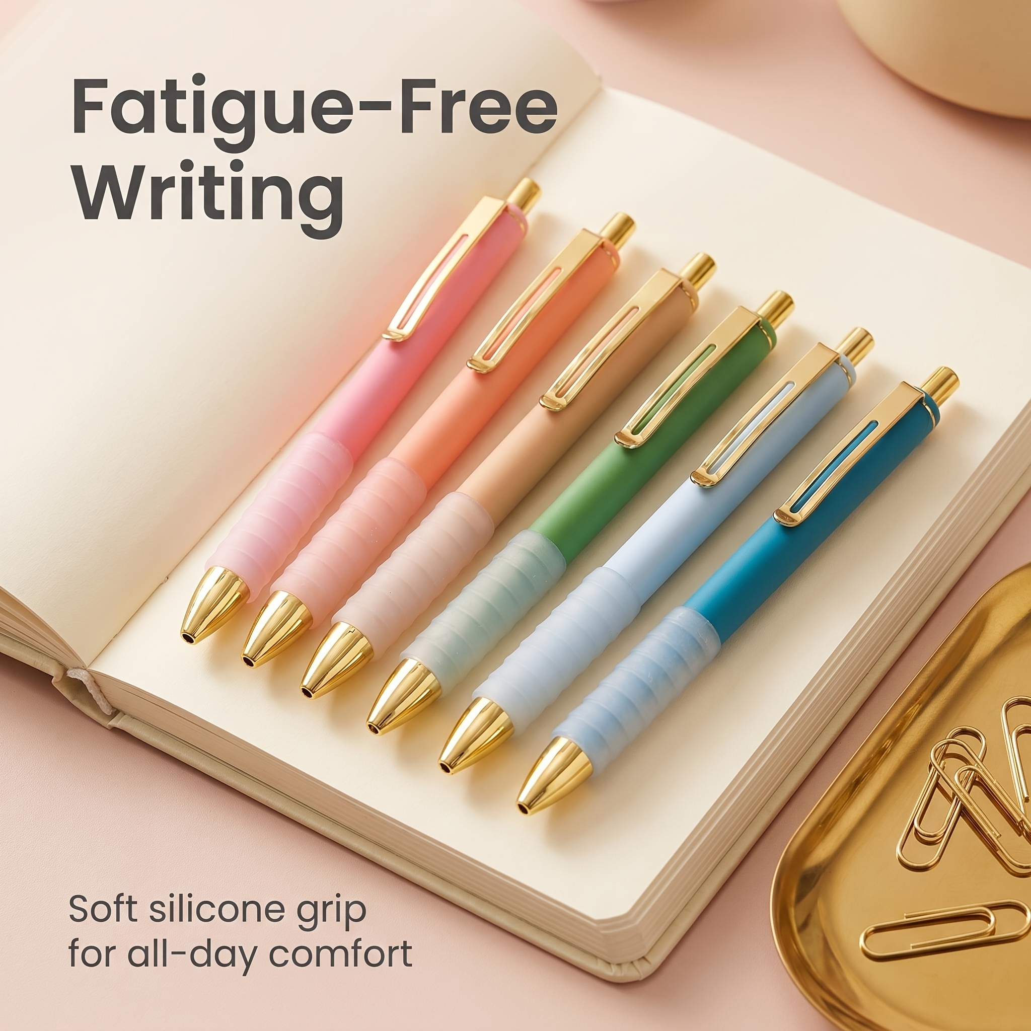 TEMU 6 stuks pastelkleuren sneldrogende zwarte inktpen met zachte grip, soepel schrijvend voor journaling, scrapbooking, schilderen, school- &
