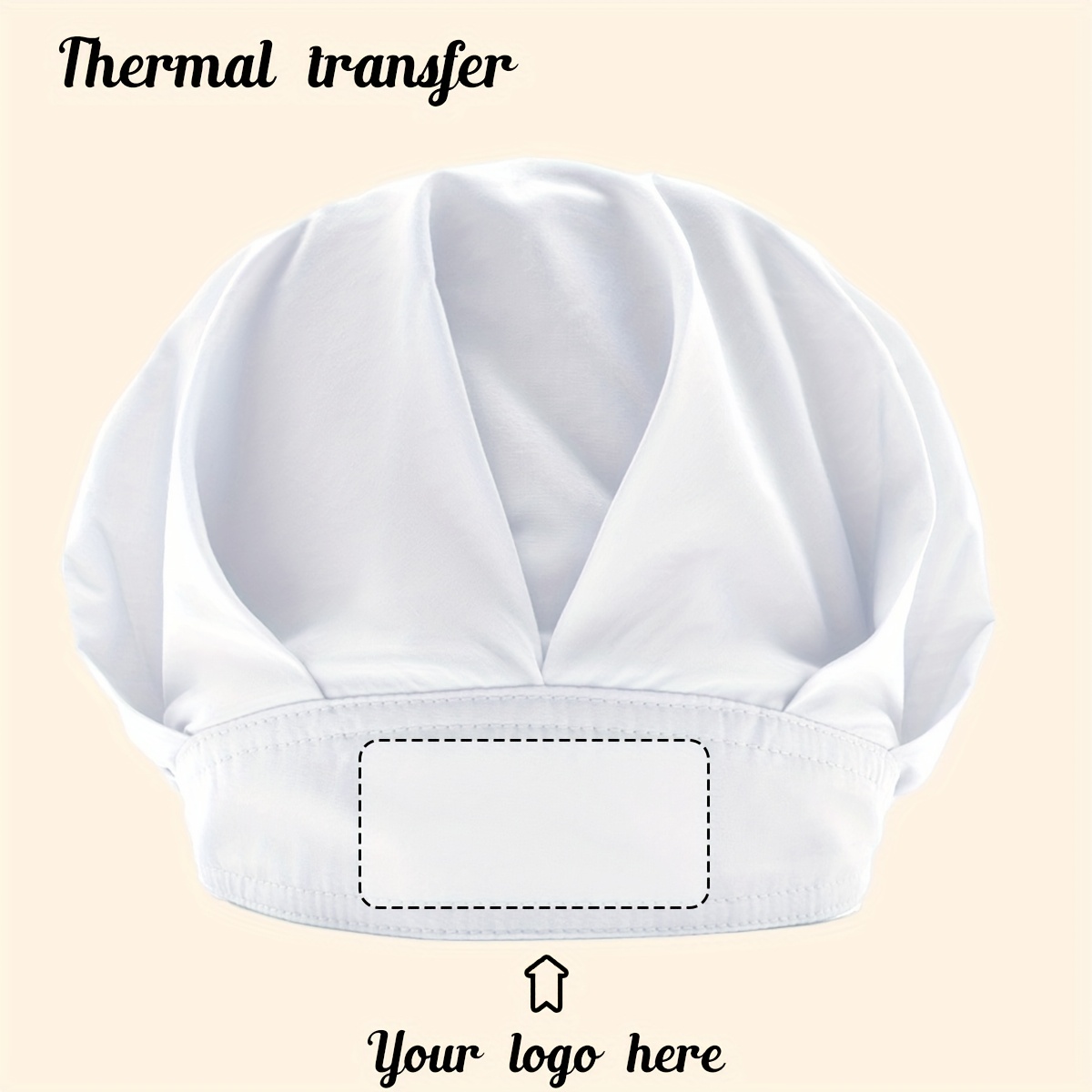 TEMU 1pc Chapeau de Chef Personnalisable pour Femme - Couleur Unie avec /Impression, Fermeture à Cordon Ajustable, Lavable en Machine, pour