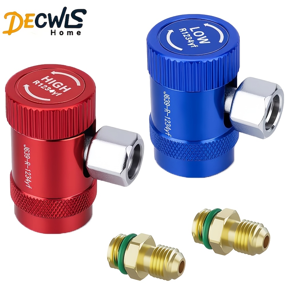 TEMU 4pcs/set R1234yf Refrigerant Quick Connector Adapter, High/ Car Refrigerant Adapter, Quick Coupler With 1/4