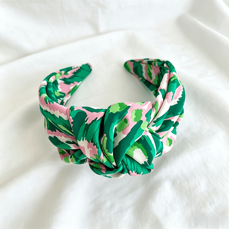 TEMU Summer Boho Knotted Headband Colorful Print Wide Hairband For Women