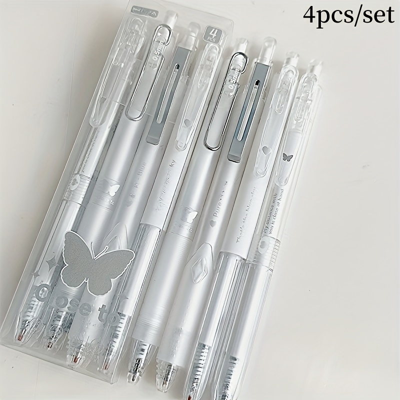TEMU 4pcs Theme Retractable Gel Pens - 0.5mm Fine Tip, Black Ink, Quick-drying, Durable Plastic - For School And Office, Stationery Supplies