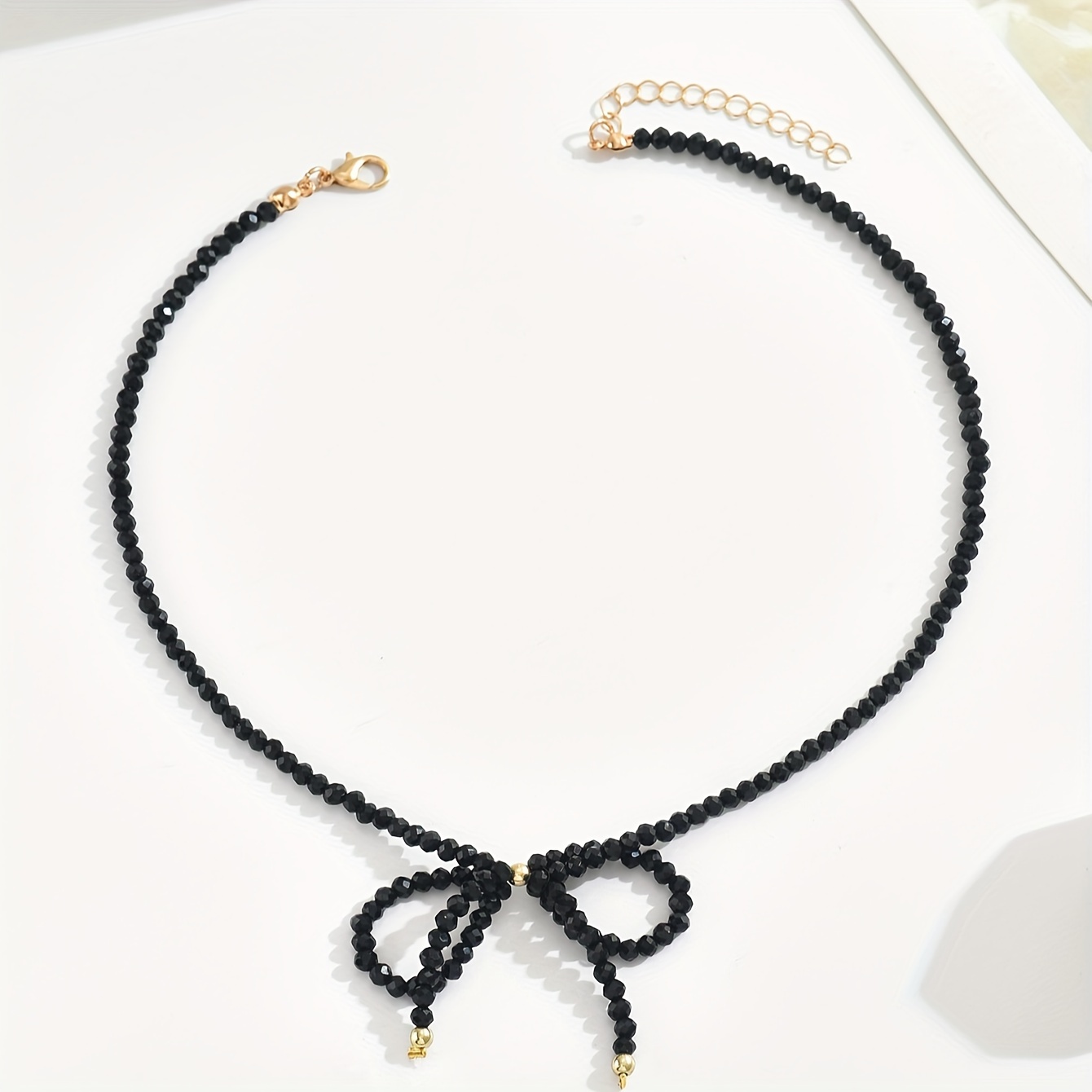 Bow Beaded Necklace, S' Choker Handcrafted Chain Adjustable In Size With Variable Bead Count