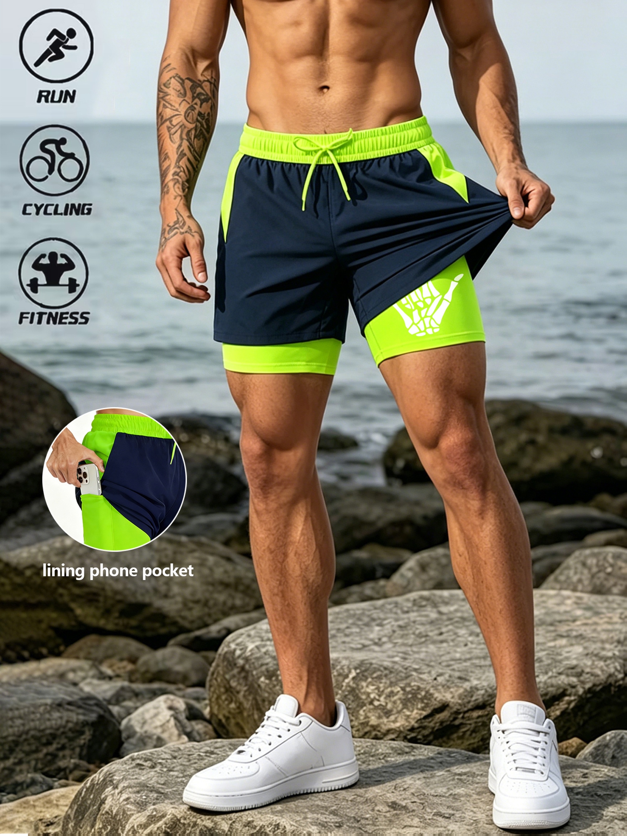 herren schnelltrocknende badeshorts – einfarbige, leichte strandshorts zum schwimmen, surfen, für fitnessstudio, reisen – maschinenwaschbare -herren-badeshorts mit futter für sommer-strandmode, verstellbarer bund für  