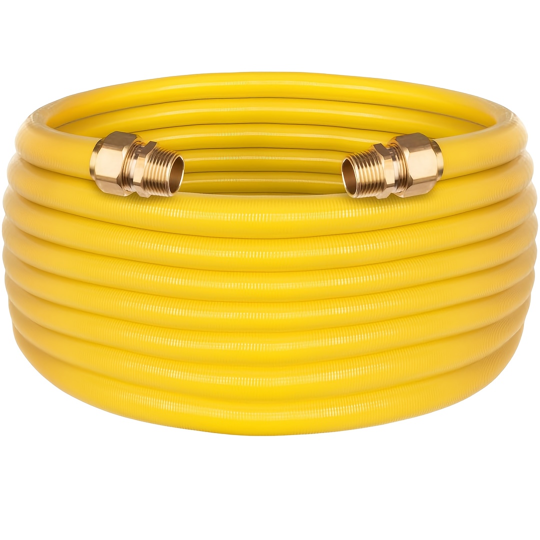 

35ft 1/2" Natural Gas Hose, Corrugated Stainless Steel Hose, Flexible Natural Gas Hose Kit With 2 Male Fittings For Natural Gas And Propane