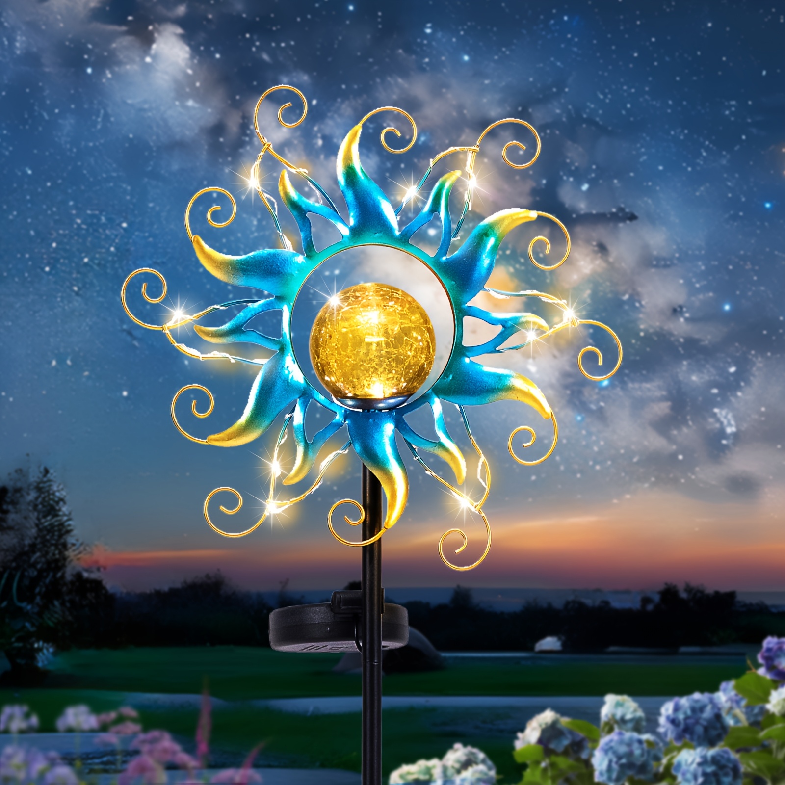TEMU Garden Decor Solar-powered Garden Floor Lamp Waterproof Rating Sun-shaped Led For Patios,, And Walkways Solar Light A Wonderful Gift For Moving Into A