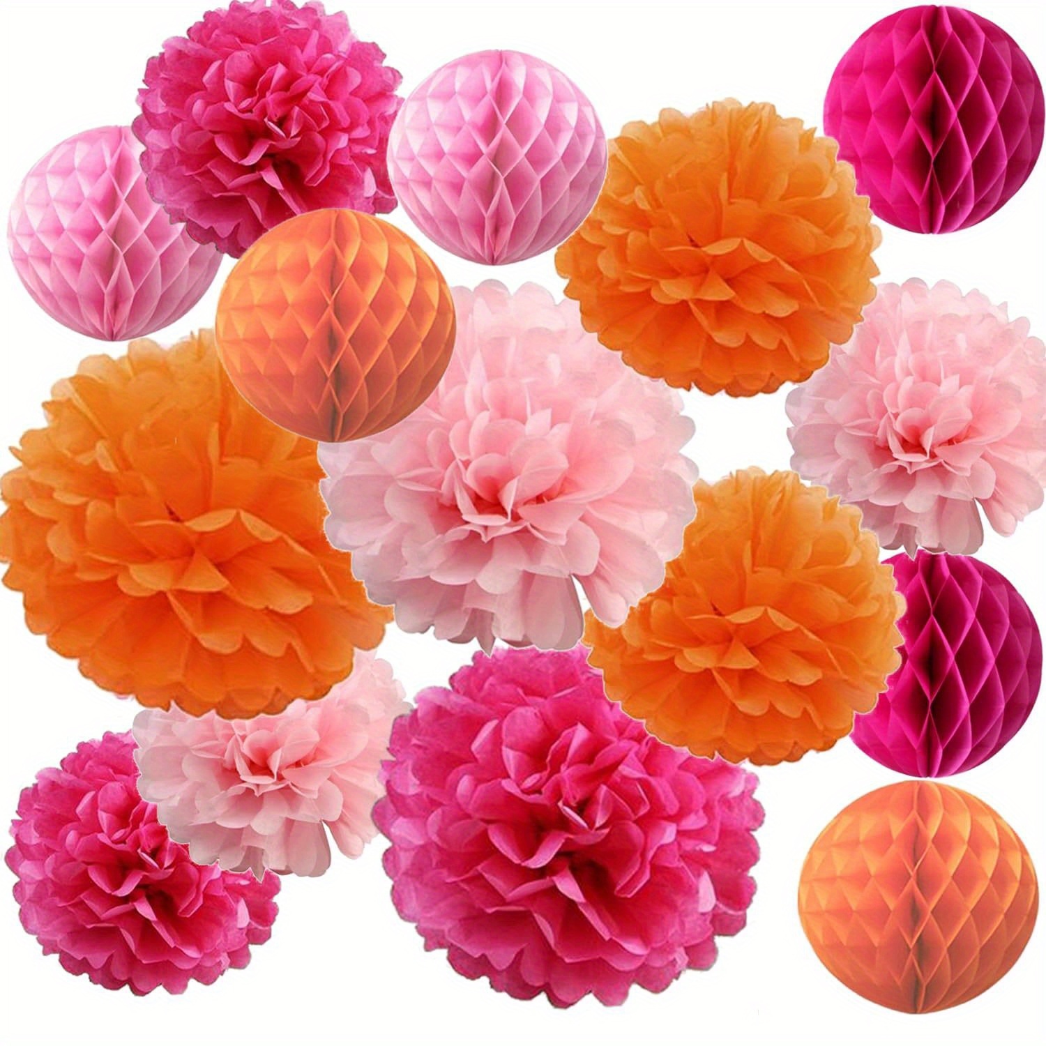 6 12 15pcs hot   tissue paper flowers pom poms honeycomb ball party decorations for wedding bridal birthday baby shower bachelorette thanksgiving sunset autumn nursery wall hanging decor