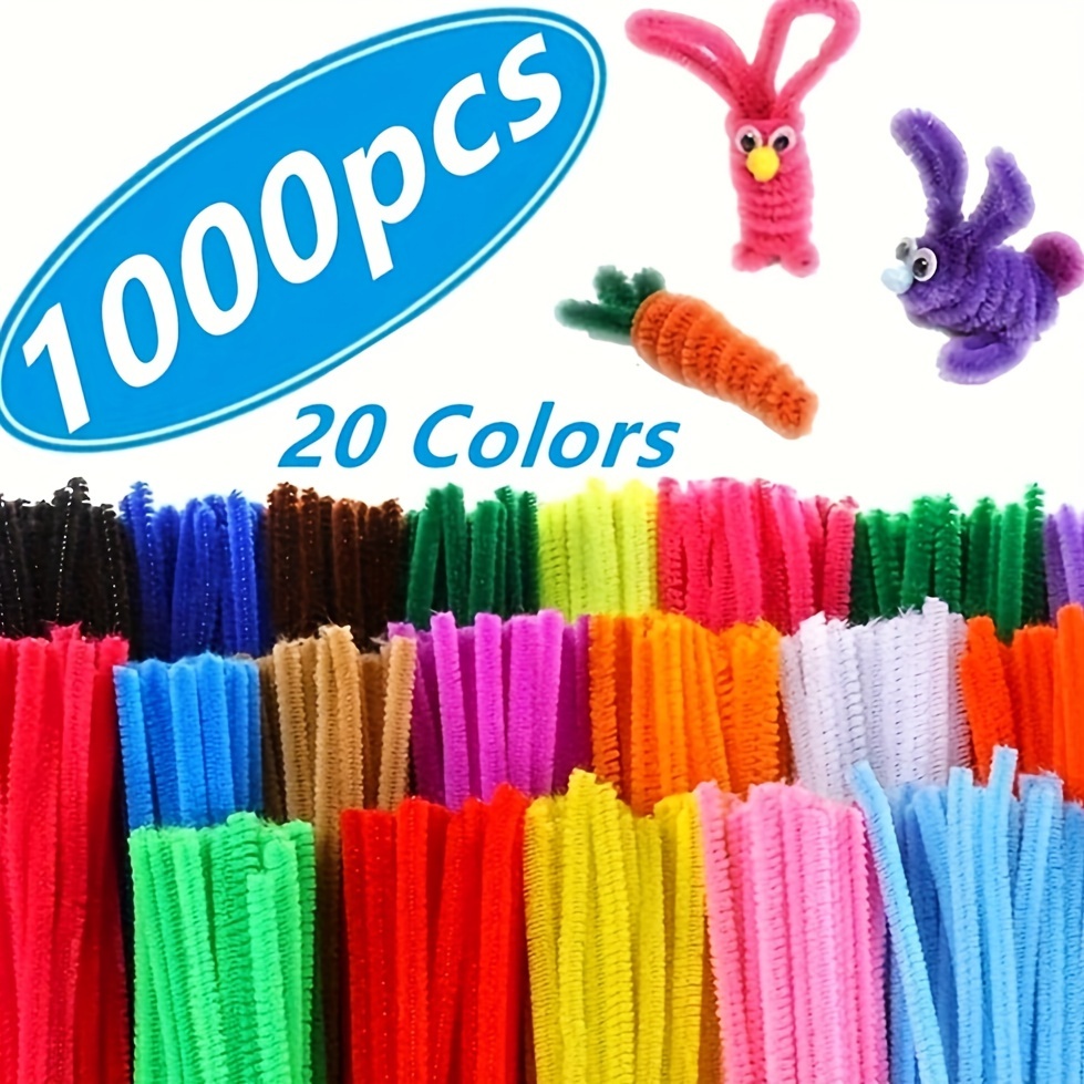 

1000pcs Assorted Chenille Stems For Crafts – 20 Vibrant Colors, 12-inch Flexible Pipe Cleaners For Diy Art Projects, Decorations, And Creative Crafting