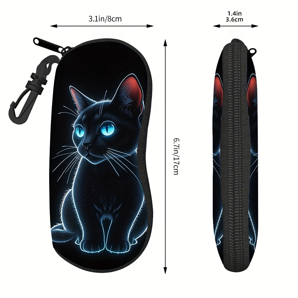 TEMU 1pc, Piece Eyeglass Case, Elegant Minimalist Storage, Kitten Print Design, Practical And Durable Organizer For Glasses,, And Personal Items,