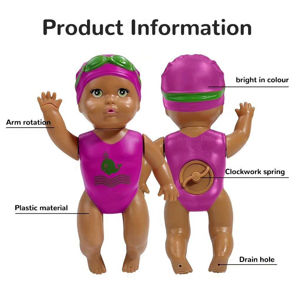 Interactive Wind-Up Swimming Doll for Bath Time