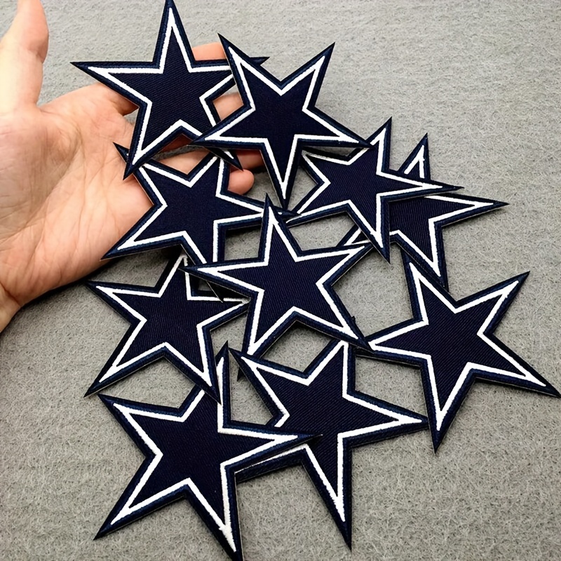 

10pcs Dark Trim Star Embroidered Patches, 3.74" Iron-on/sew-on Appliques For Clothing And Accessories