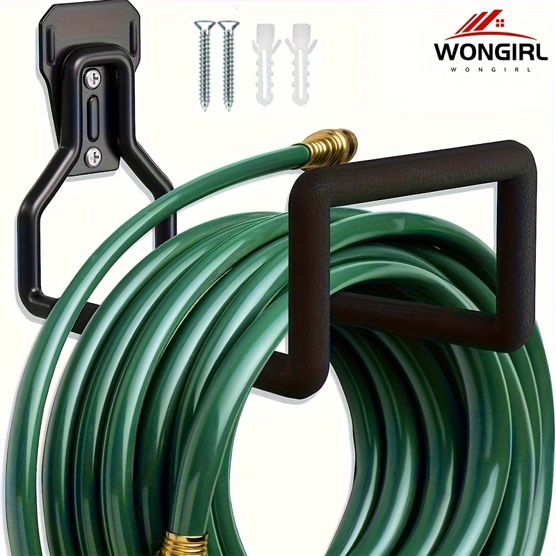 

Iron Garden Hose Holder Wall Mount - Heavy-duty Metal With Anti-slip Hook For Hose, Weatherproof With 4 Mounting Screws, Outdoor Hose Storage