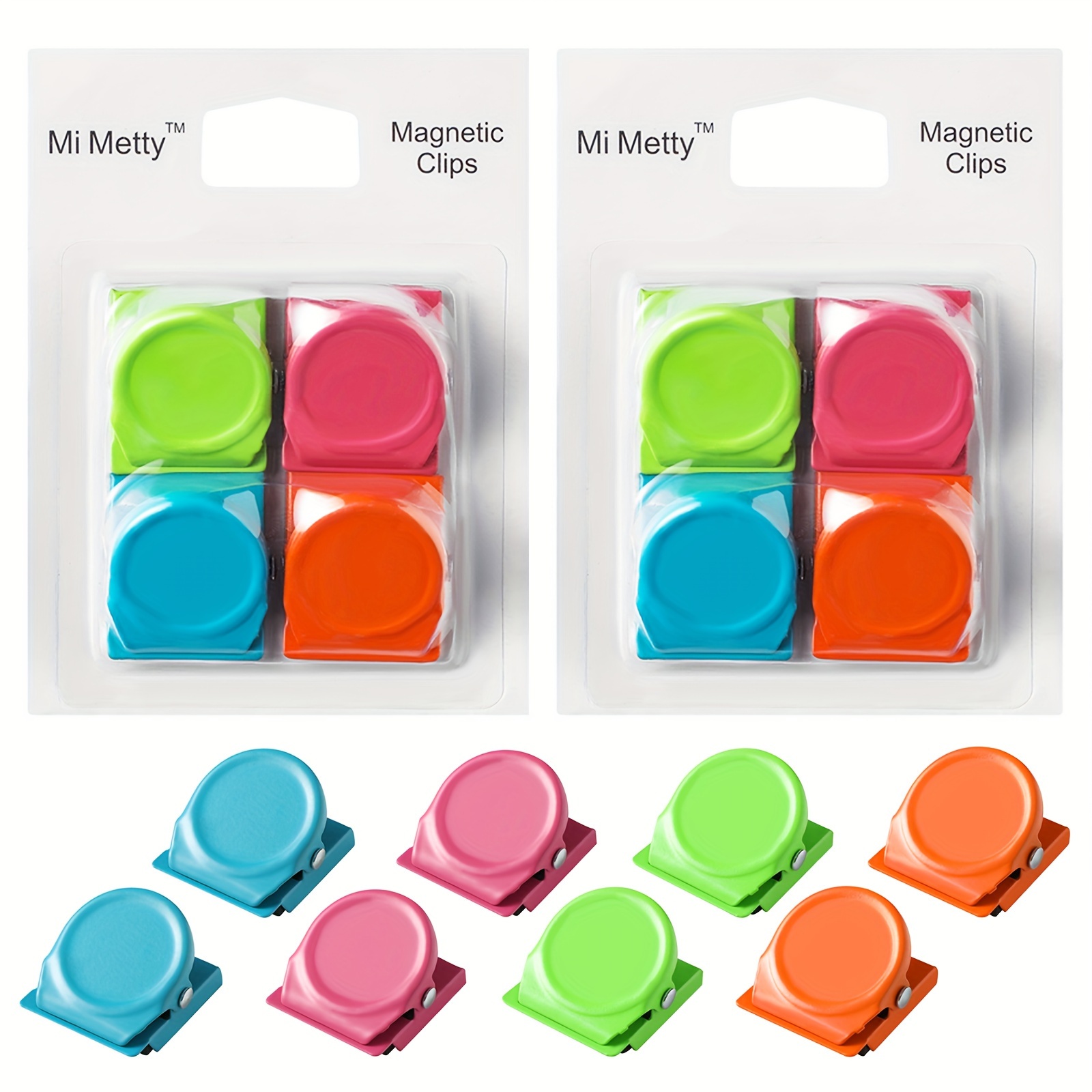 

8 Pack-mi Magnetic Clips, Metal Clips, Refrigerator Whiteboard Wall Magnetic Memo Note Clip, Colored Magnetic Metal Clips For Clipping Photos, Pictures (square Multicolor, 8 Pack)