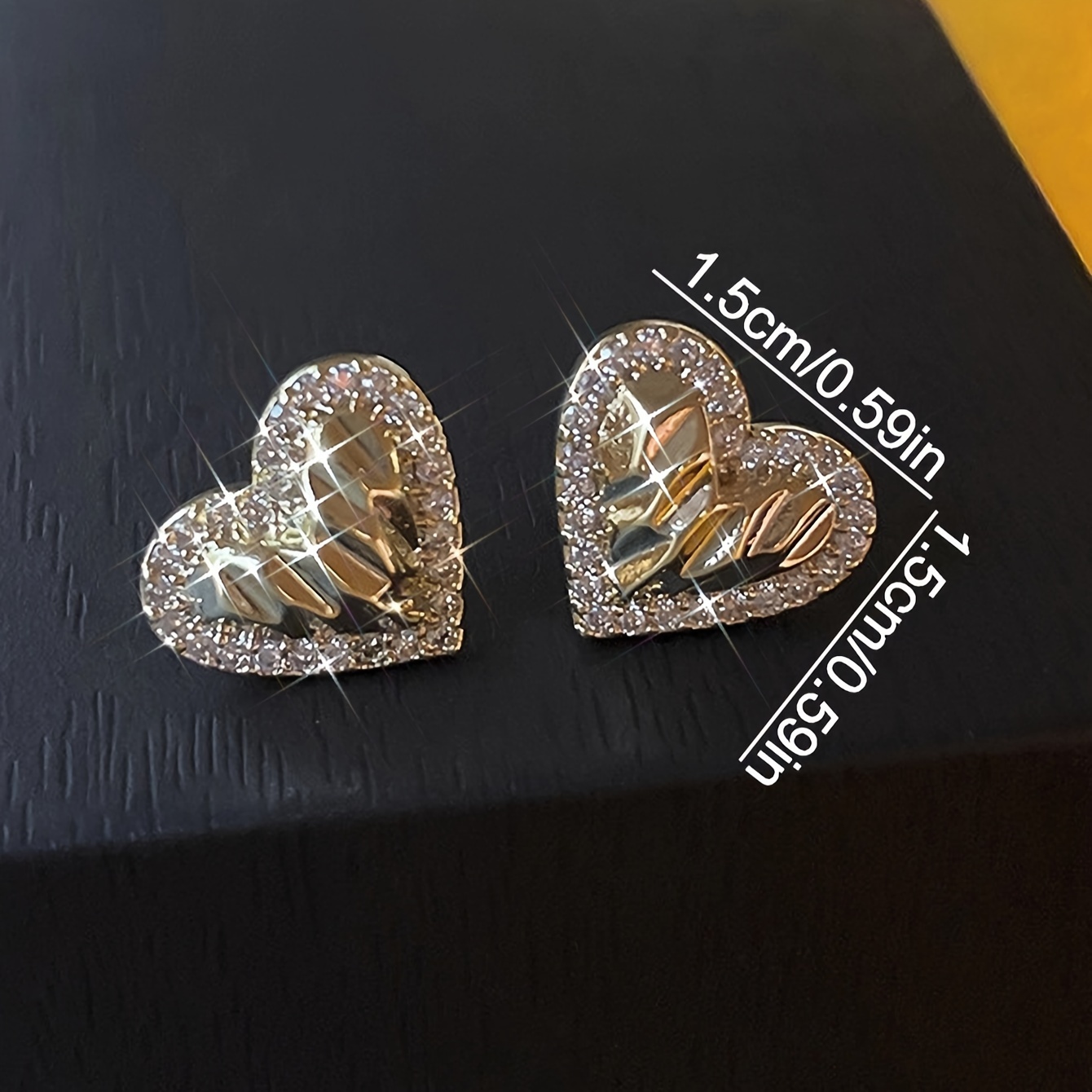 Bling Bling Geometric Love Heart Stud Earrings