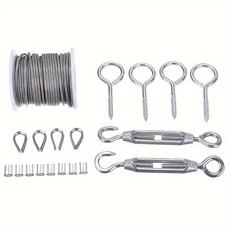 Stainless Steel Wire Rope Cable Hooks Hanging Kit Set Wire - Temu