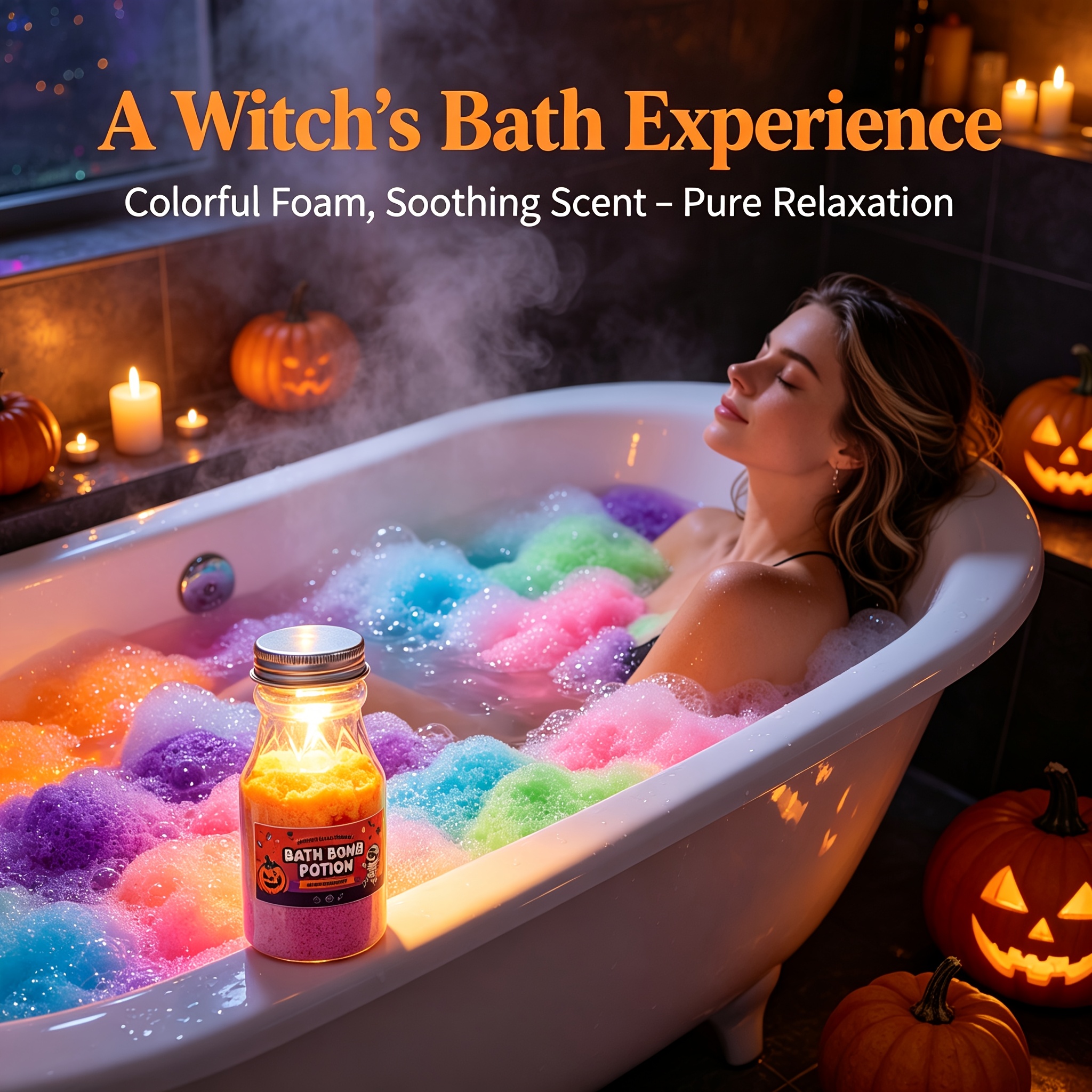 Halloween Magic Bath Bomb Potion Gift Set, Witch Milk Bottle Shape