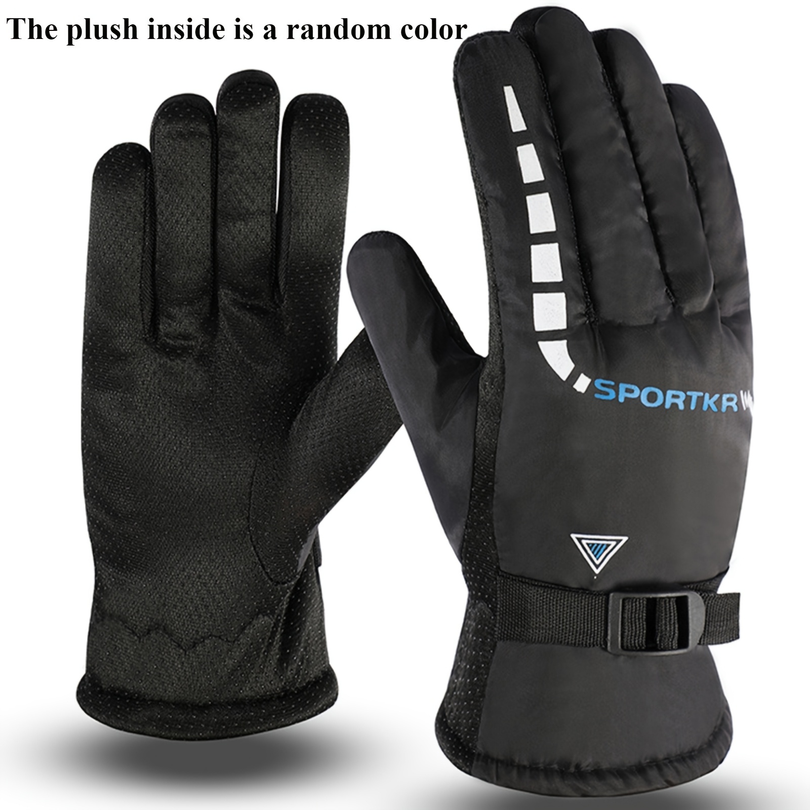 Image of A Pair Winter Warm Mittens Men Women Outdoor Electric Bike Riding Windproof Plus Mittens Ski Gloves, The Plush Inside Is Random Color