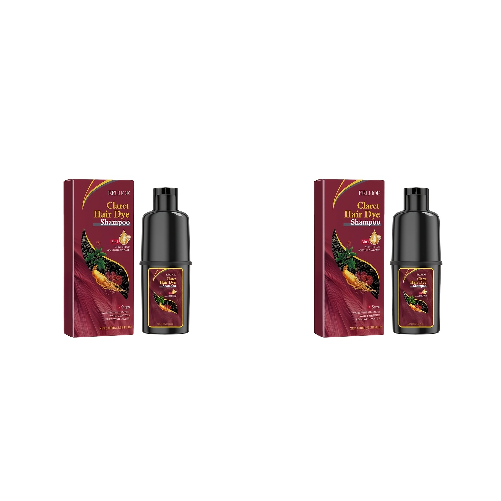 Image of 2pcs 200ml Red Hair Dye Shampoo White Hair, Unisex, Long-lasting Hair Dye Shampoo, Gentle Ingredients Not Irritating, Suitable For All Hair Types Dye Shampoo Gift