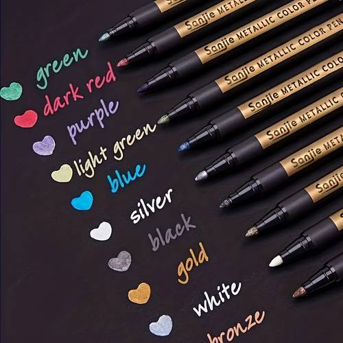 10 colors metallic marker paint highlighter large head metallic marker water based colored marker albums and other crafts random colors 5pcs