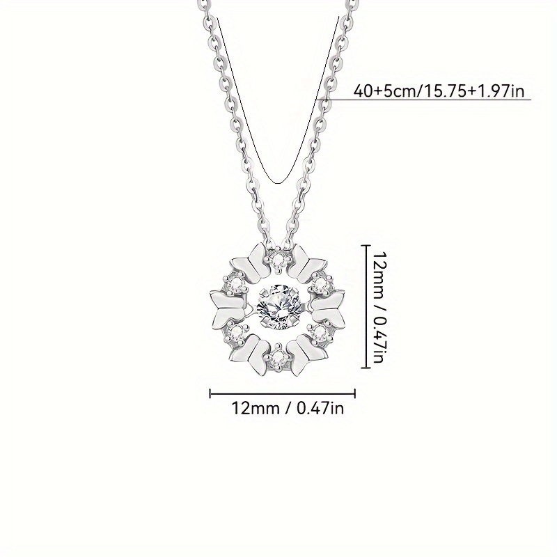 Butterfly Flower Wreath Zirconia Pendant Necklace December Birthstone