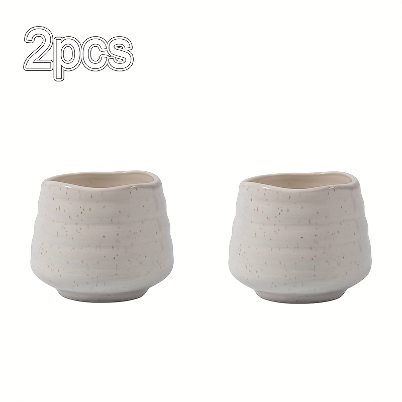 Image of 2pcs 160ml/5.4oz Ceramic Mugs, Porcelain White Japanese Tea Cups, No Handle Ceramic Chinese Tea Cups For Coffee, Tea, , Hot Chocolate, Milk, , Gift For
