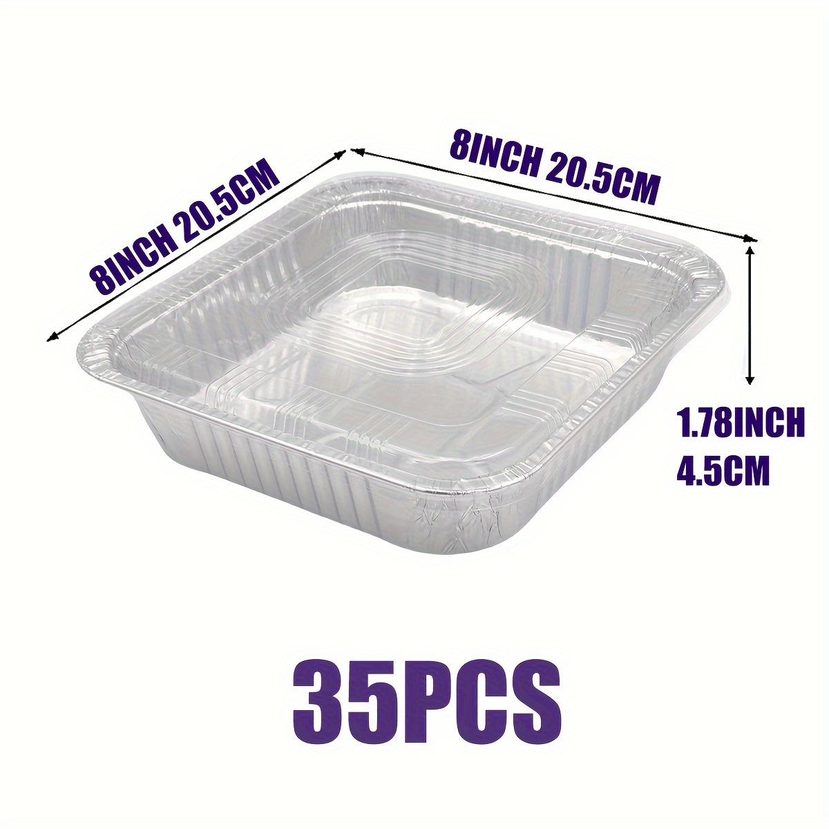 TEMU 8x8 Inch Square Baking Cake Pans With Plastic Dome Disposable Aluminum Foil Tins, Heavy Duty Cake Pans , Cooking Tins Homemade Breads Oven Pans